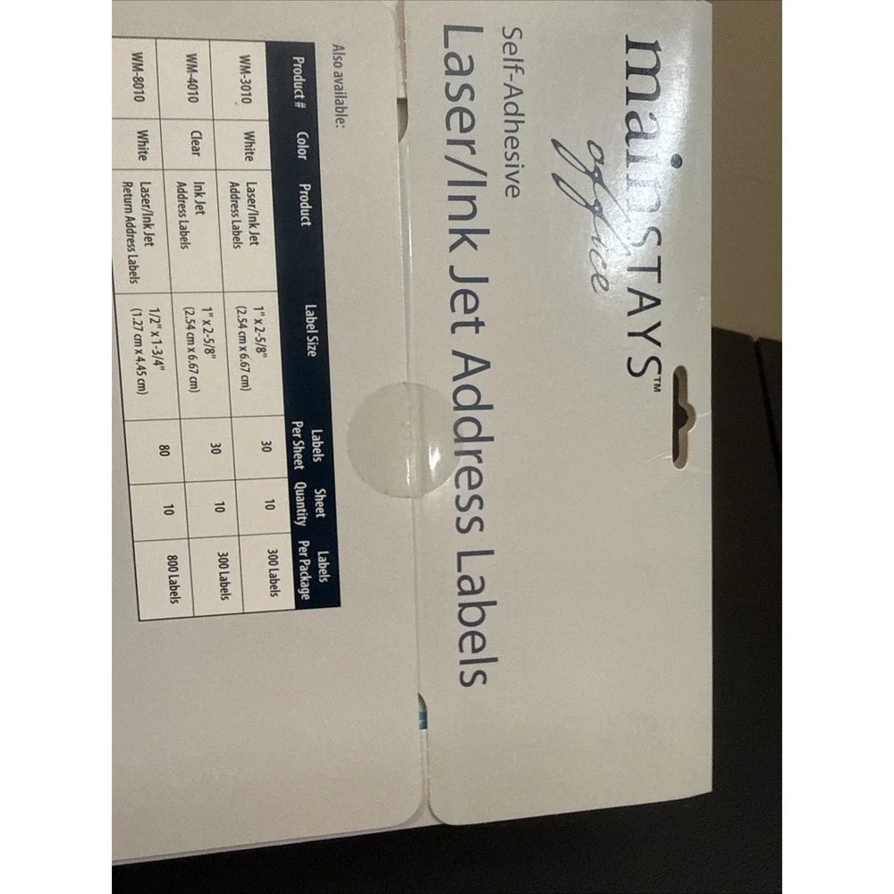 Mainstays Laser/Inkjet Address Labels 25 Sheets 750 Labels
